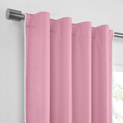 Under the Stars Kids Hayden Pompom Energy Saving 100% Blackout Rod Pocket Back Tab Single Curtain Panel