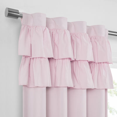 Under the Stars Kids Hayden Ruffle Energy Saving 100% Blackout Rod Pocket Back Tab Single Curtain Panel