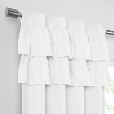 Under the Stars Kids Hayden Ruffle Energy Saving 100% Blackout Rod Pocket Back Tab Single Curtain Panel