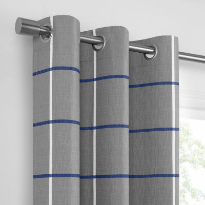 Under The Stars Hayden Plaid Energy Saving 100% Blackout Grommet Top Single Curtain Panel