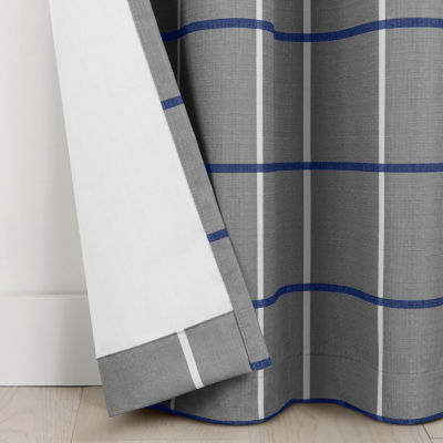 Under the Stars Kids Hayden Plaid Energy Saving 100% Blackout Grommet Top Single Curtain Panel