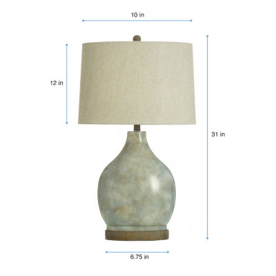 Collective Design By Stylecraft Oval Green Mercury Glass Table Lamp