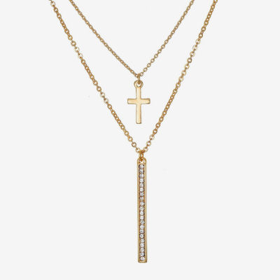 Bijoux Bar Delicates 16 Inch Link Cross Strand Necklace