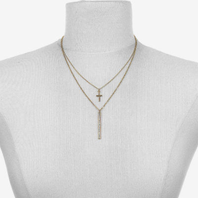 Bijoux Bar Delicates 16 Inch Link Cross Strand Necklace