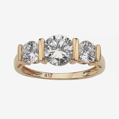 DiamonArt® Womens 2 1/2 CT. T.W. White Cubic Zirconia 10K Gold Engagement Ring