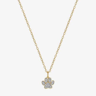 Sparkle Allure Paw Diamond Accent 18 Inch Cable Pendant Necklace