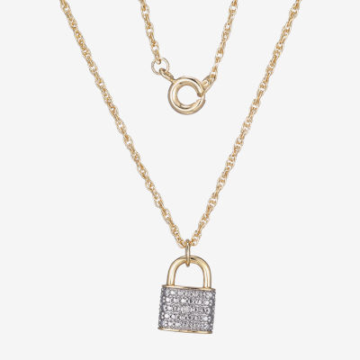 Sparkle Allure Padlock Diamond Accent 18 Inch Rope Pendant Necklace