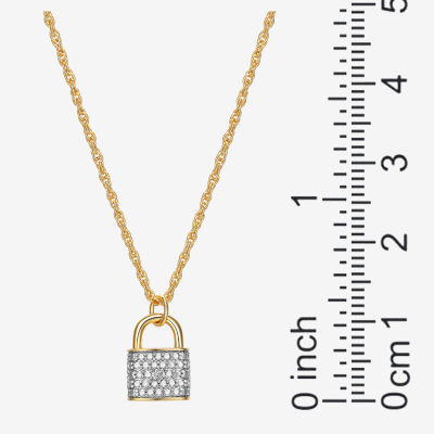 Sparkle Allure Padlock Diamond Accent 18 Inch Rope Pendant Necklace