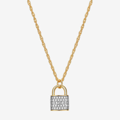 Sparkle Allure Padlock Diamond Accent 18 Inch Rope Pendant Necklace