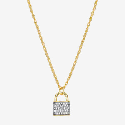 Sparkle Allure Padlock Diamond Accent 18 Inch Rope Pendant Necklace