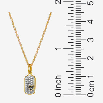 Sparkle Allure Womens White Diamond Accent Pure Silver Over Bronze Dog Tag 18 Inch Pendant Necklace