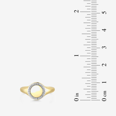 Sparkle Allure Womens White Diamond Accent Round Signet Ring