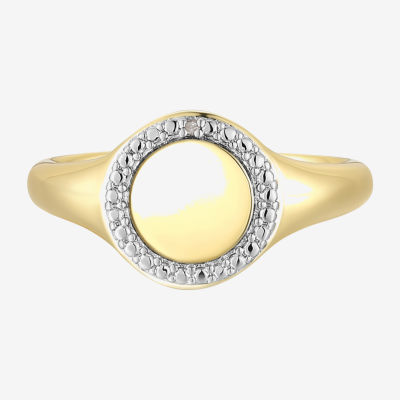 Sparkle Allure Womens White Diamond Accent Round Signet Ring