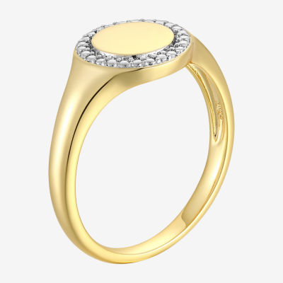 Sparkle Allure Womens White Diamond Accent Round Signet Ring