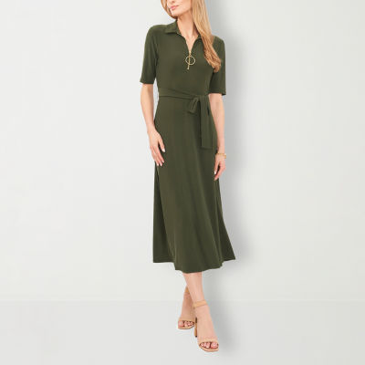 Warehouse short outlet sleeve midi dress