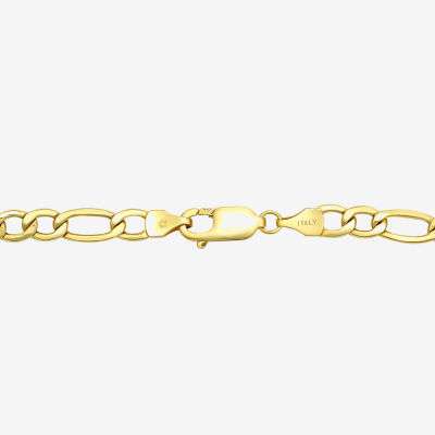 Made in Italy 18K Gold 8 1/2 Inch Hollow Figaro Chain Bracelet