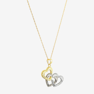 Womens 10K Gold Heart 18 Inch Pendant Necklace