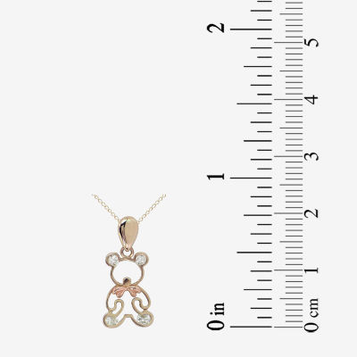 Teddy Bear Girls Lab Created White Cubic Zirconia 14K Gold 15 Inch Pendant Necklace