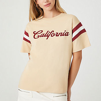 anbefale tale udstilling Forever 21 Juniors California Oversize Ringer Womens Crew Neck Short Sleeve  Graphic T-Shirt, Color: Beige-multi - JCPenney