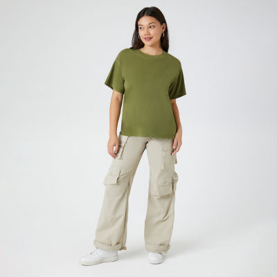 Forever 21 Oversized Pigment Dyed Womens Juniors Crew Neck Short Sleeve T-Shirt