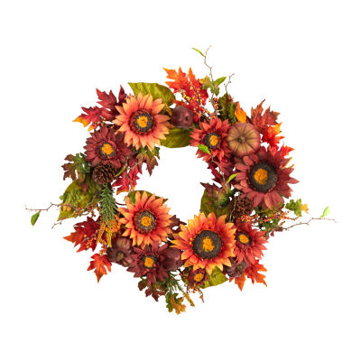 Nearly Natural 24" Autumn Arrangement Faux Wreath