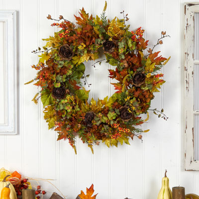 Nearly Natural 32" Autumn Faux Wreath