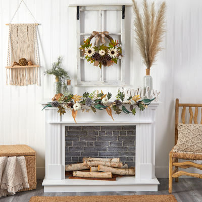 Nearly Natural "20"" Autumn Faux With Bow" Wreath