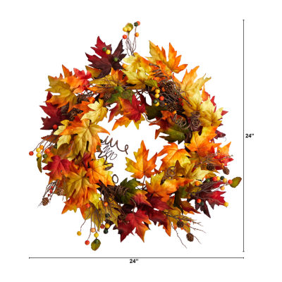 Nearly Natural "24"" Autumn With Twig Base" Indoor Wreath