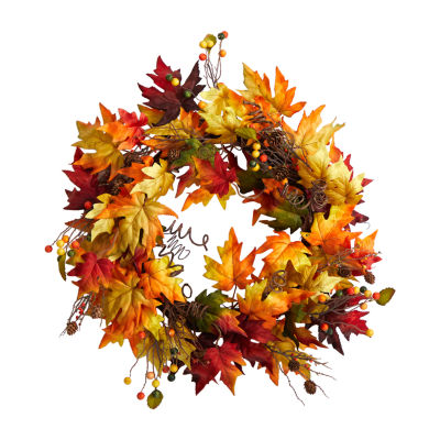 Nearly Natural "24"" Autumn With Twig Base" Indoor Wreath