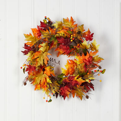 Nearly Natural 24" Autumn With Twig Base Wreath