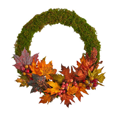 Nearly Natural 20" Faux Maple Leaf & Berries Wreath