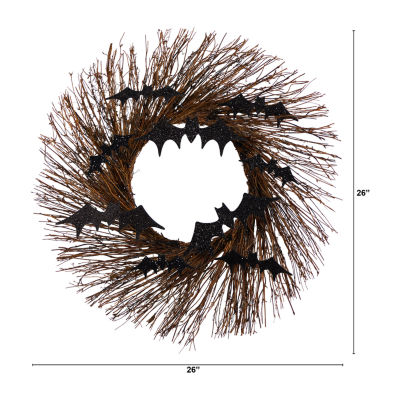 Nearly Natural "26"" Halloween Bats Twig" Wreath