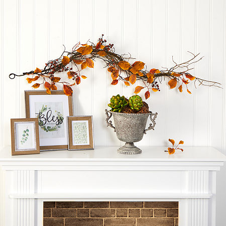 Nearly Natural Artificial Foliage Thanksgiving Garland, One Size, Orange