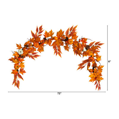 Nearly Natural 6ft Assorted Autumn Faux Fall Christmas Indoor Garland