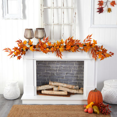Nearly Natural 6ft Assorted Autumn Faux Fall Christmas Indoor Garland