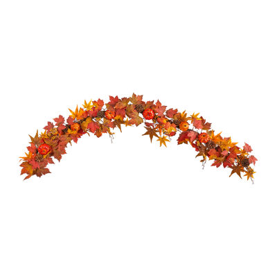 Nearly Natural Maple Pumpkin Gourd & Berry Faux Thanksgiving Garland