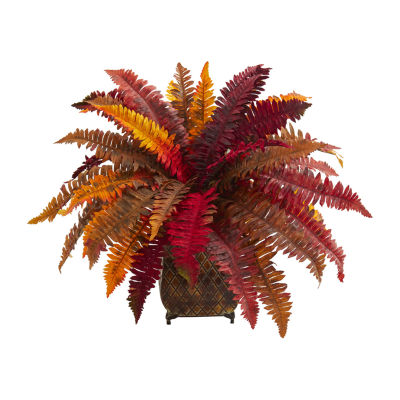 Nearly Natural "18"" Faux Fern Red" Artificial Plant