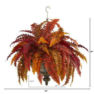 Nearly Natural 28" Faux Fern Orange Artificial Plant