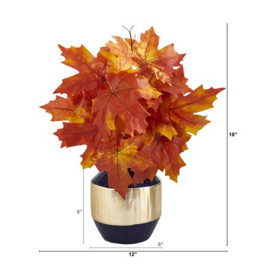 Nearly Natural 18" Faux Maple Leaf Orange Artificial Plant