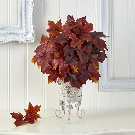 Nearly Natural Autumn Maple Leaf Faux Artificial Plant, One Size, Red