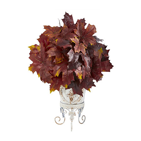 Nearly Natural Autumn Maple Leaf Faux Artificial Plant, One Size, Red