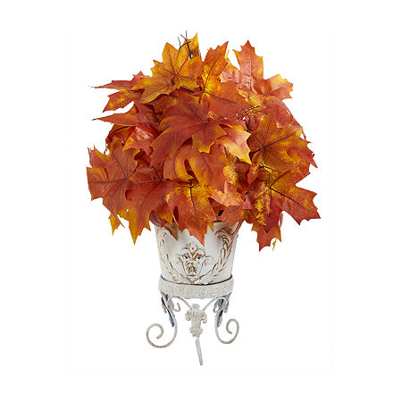 Nearly Natural Autumn Maple Leaf Faux Artificial Plant, One Size, Orange