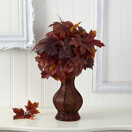 Nearly Natural 24 Autumn Maple Leaf Faux Artificial Plant, One Size, Red