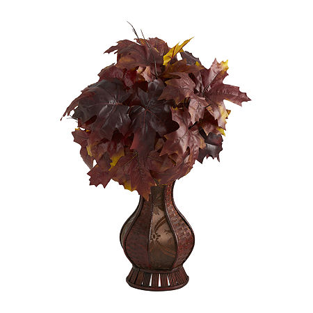 Nearly Natural 24 Autumn Maple Leaf Faux Artificial Plant, One Size, Red