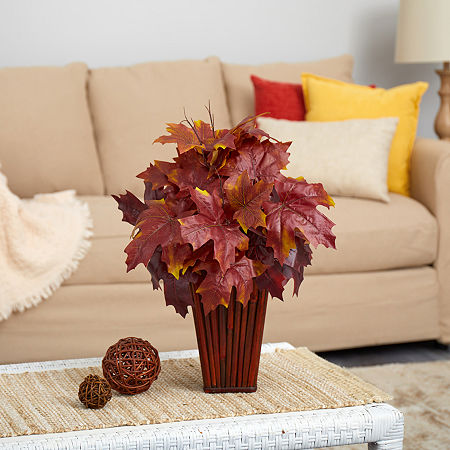 Nearly Natural 19 Autumn Maple Leaf Faux Artificial Plant, One Size, Red