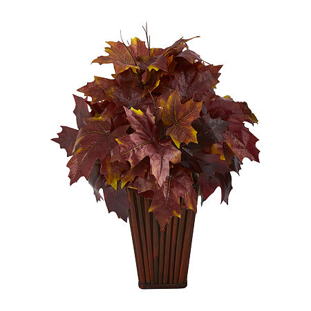 Nearly Natural 19 Autumn Maple Leaf Faux Artificial Plant, One Size, Red