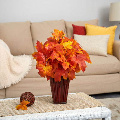 Nearly Natural "19"" Autumn Maple Leaf Faux" Artificial Plant