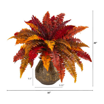 Nearly Natural 20" Faux Fern Orange Artificial Plant