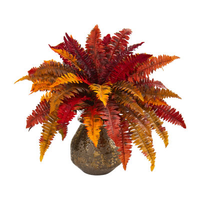 Nearly Natural 20" Faux Fern Orange Artificial Plant