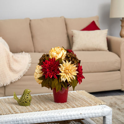 Nearly Natural Peony Hydrangea & Dahlia Floral Arrangement